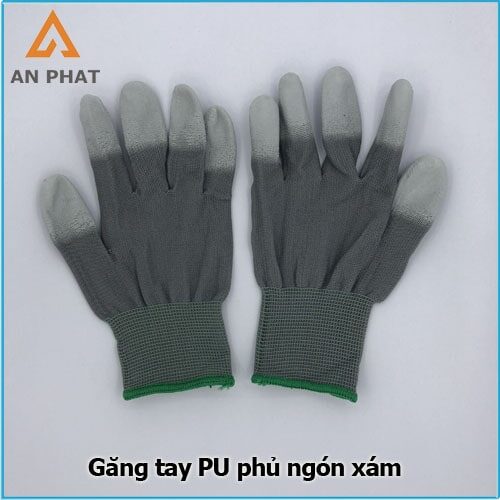 Găng tay PU phủ ngón xám Size M Trung Quốc